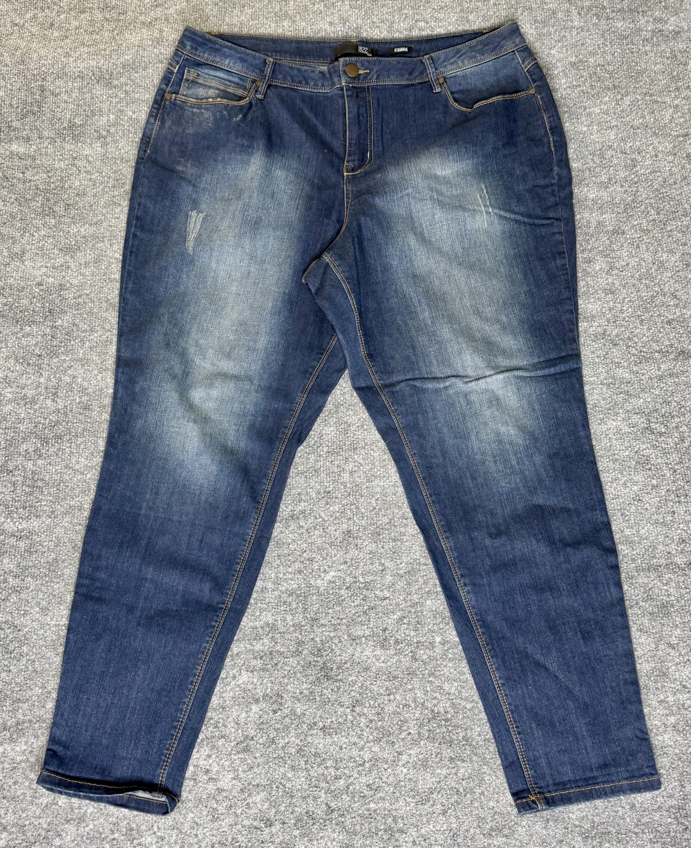 1822 Denim Jeans Womens 22W Blue Skinny Adrianna Stretch Distressed Mid Rise